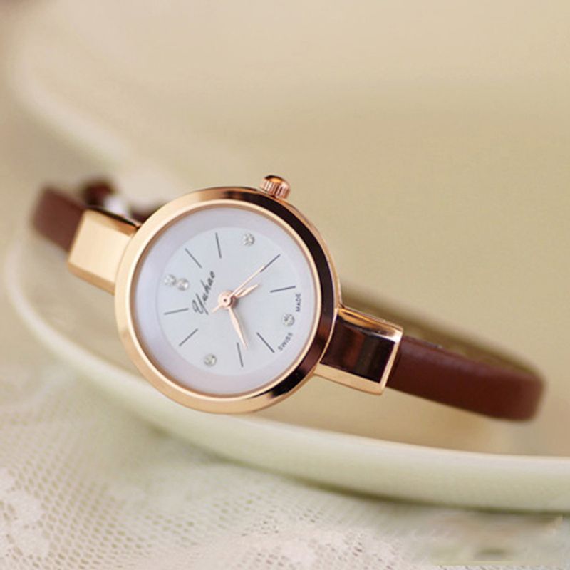 Yamaler - Orologio da polso analogico al quarzo con cinturino sottile e sottile in ecopelle con strass da donna_voghion.com