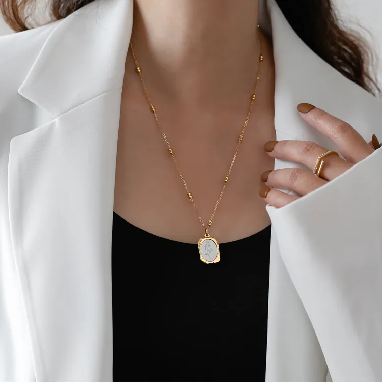 Rosé-halskette Mit Langem Pulloverketten-design Für Damen_voghion.com