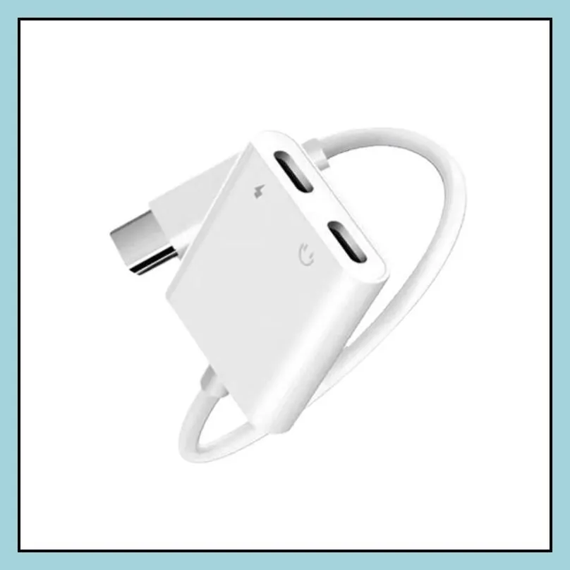 Cell Phone Cables Charger Adapter 2 In 1 Usb C To Headphone Audio Noise Cancelling For Smart Mobile Phone289T Drop_voghion.com