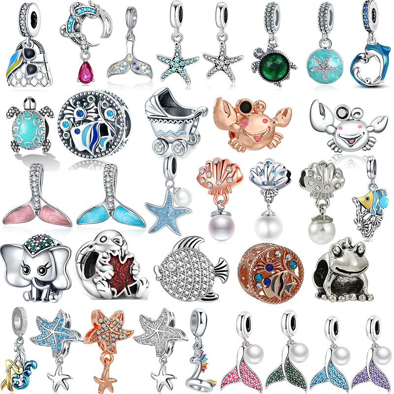 Classic Summer Starfish Shell Turtle Pendant Beaded Bracelet DIY Luxury Jewelry