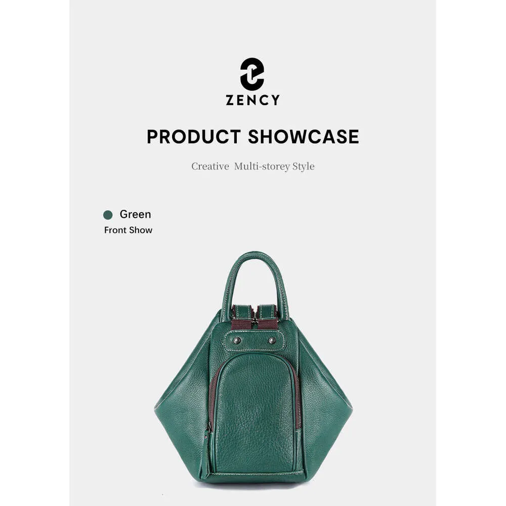 Sac à dos transformable en cuir véritable pour femme Zency 2024 Sac à bandoulière design Rucack Grandes poches pour voyage_voghion.com