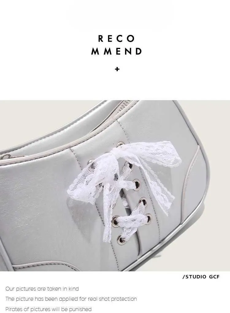 Dolce fondo con cinturino in pizzo e fiocco per donna, tendenza, monospalla, borsa a tracolla versatile e comunicativa_voghion.com