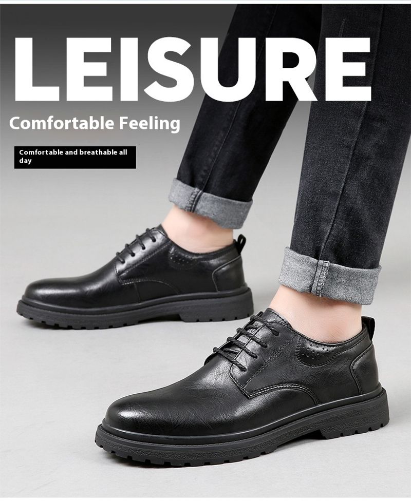 Tendenza autunno inverno in vera pelle, scarpe da lavoro e da tempo libero, edizione coreana, scarpe basse britanniche con testa grande_voghion.com