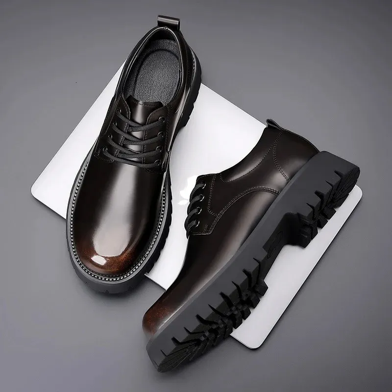 Lace Up Oxfords Men Leather Business Shoes Breathable Wedding_voghion.com