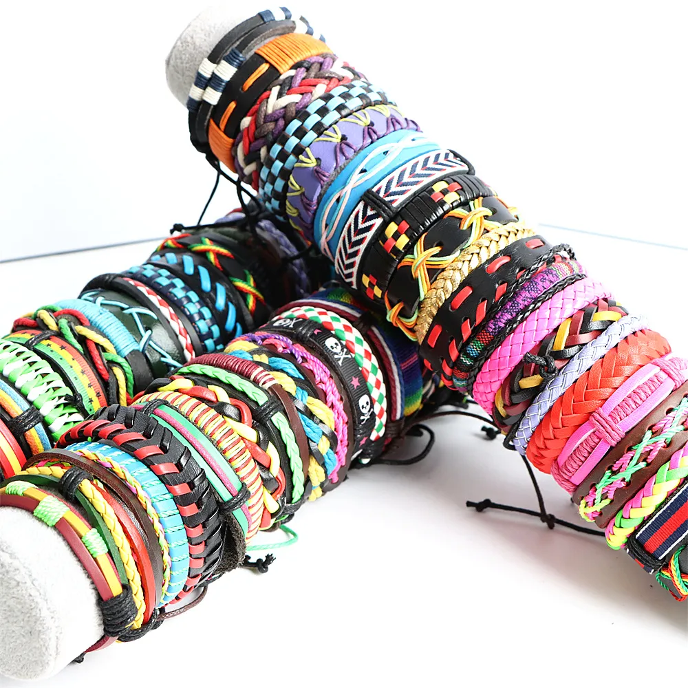 Vintage Leather Charm Bracelets For Men And Women Adjustable Set_voghion.com