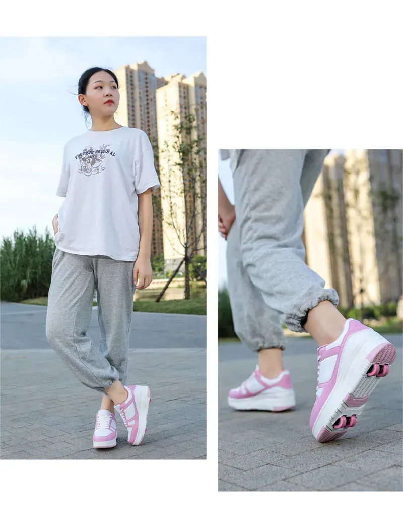 Athletic Roller Skate Kids Snickers With Wheels Children Rollerskates Fashion Outdoor Sports Shoes Girls Boys 231122_voghion.com