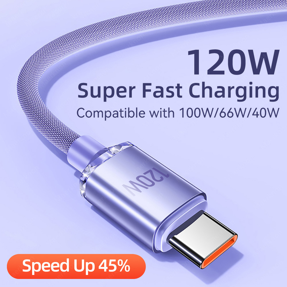 120W USB Type C Cable Super Fast Charger Cable 0.25M/1M/2M Quick Charge 6A USB C Cable For Huawei Samsung Xiaomi Phone Data Cord_voghion.com
