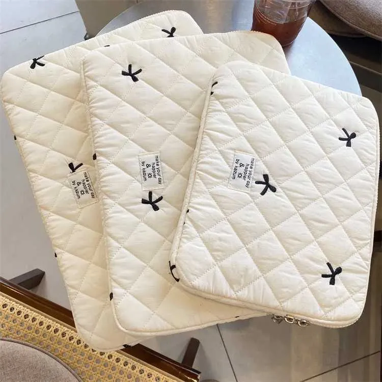 Süße Schleife Stickerei Computer Tasche Tablet Sleeve Fall 11 13,3 14 15,6 Zoll Frauen Laptop-Hüllen für Buch Ipad HP_voghion.com