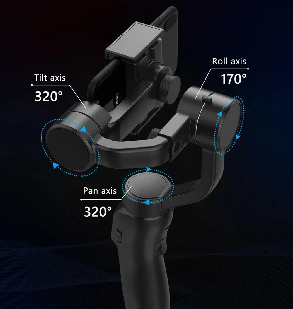 QAML F8 Handheld 3-axis Universal Joint Phone Holder Used As An Anti Vibration Video Recording Stabilizer For_voghion.com