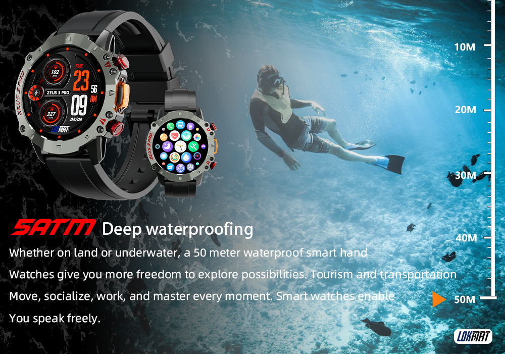 LOKMAT Smart Watch ZEUS3 PRO Outdoor Sports Bluetooth Call Phone Book Call Message Reminder_voghion.com
