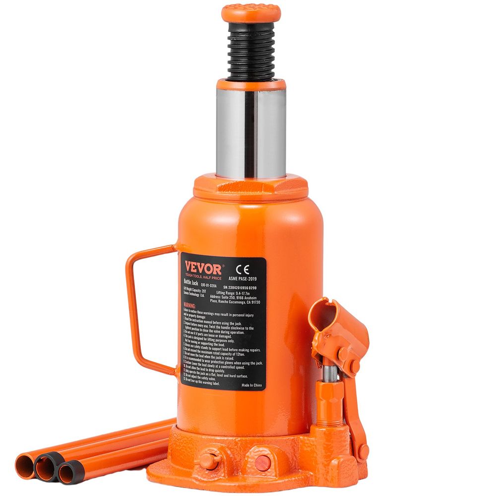 Hydraulic Bottle Jack, 20 Ton/44092 LBS All Welded Bottle Jack, 7.5-14 Inch Lifting Range, With 3-section Long Handle, For Car, Pickup Truck, Truck_voghion.com