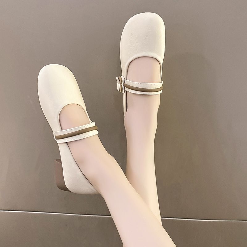 Gentle flat bean women's spring and autumn summer 2024 new shallow mouth soft sole not tired foot single shoes_voghion.com