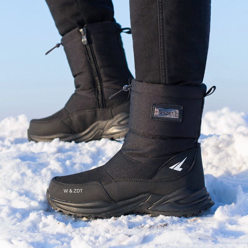 Botas de neve de cano alto antiderrapantes para esportes ao ar livre masculinos de inverno_voghion.com