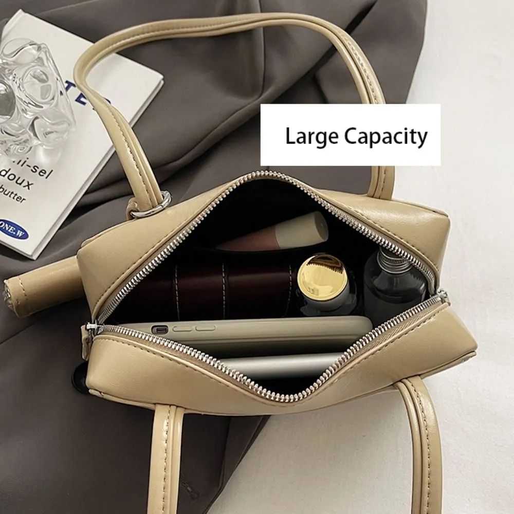Borsa a tracolla piccola quadrata in pelle PU stile coreano con auricolari, tinta unita, alla moda, per ragazze/donne_voghion.com