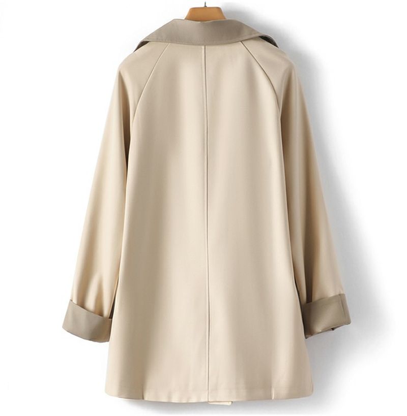 Women's autumn new long-sleeved lapel double-breasted contrast color coat 9676_voghion.com