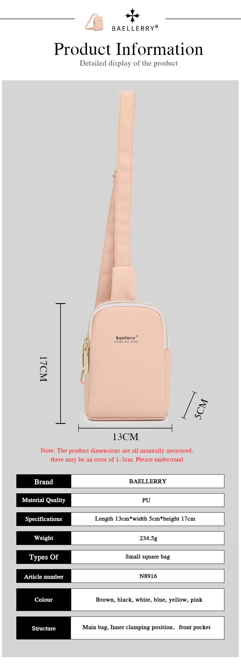 Baellerry nouveau sac messager à double fermeture éclair pour femme de style coréen, sac de téléphone portable simple et polyvalent, vente en gros_voghion.com