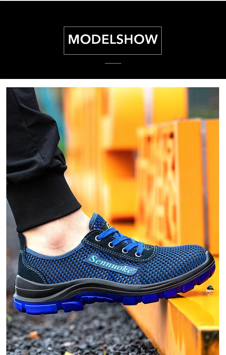 Chaussures pour hommes avec embouts en acier légers, adaptées aux travailleurs, sans besoin de transport, sécurité industrielle, tennis_voghion.com