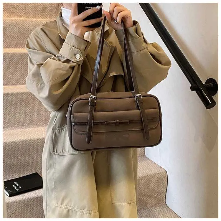 Damen Umhängetasche aus mattiertem Leder mit großer Kapazität, für den täglichen Gebrauch, Umhängetasche mit Griff, Tragetasche, weiche Unterarmtasche_voghion.com