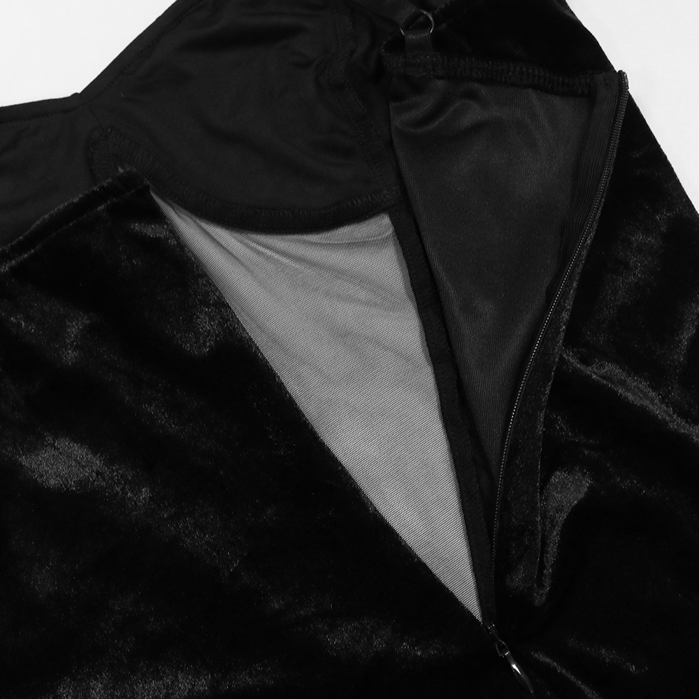 Damenbekleidung, sexy, heißes, durchsichtiges, hüftbedeckendes, ärmelloses Strapskleid aus Diamant-Samt-Spleißnetz für Damen_voghion.com