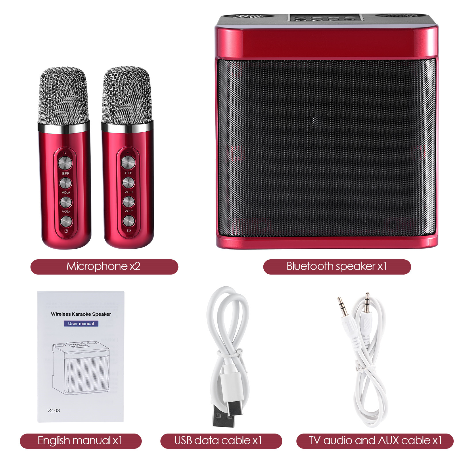 Głośniki KTV 100W, stereo, bezprzewodowy głośnik Bluetooth, mikrofon dla dzieci, audio, wielofunkcyjna maszyna do karaoke, karta dźwiękowa_voghion.com