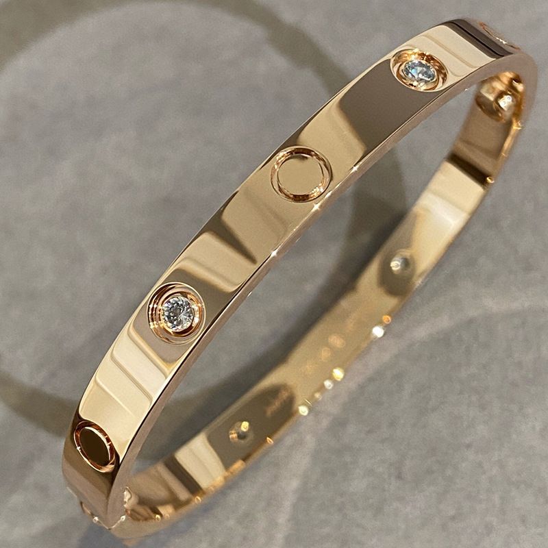 Bracciale da coppia classico placcato oro rosa, versione larga, con cacciavite alto, 1 pezzo_voghion.com