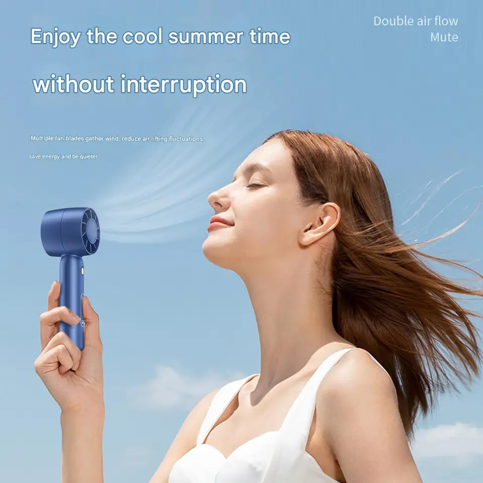 Portable Turbo Handheld Fan Rechargeable Mini Desktop Cooling Fan_voghion.com