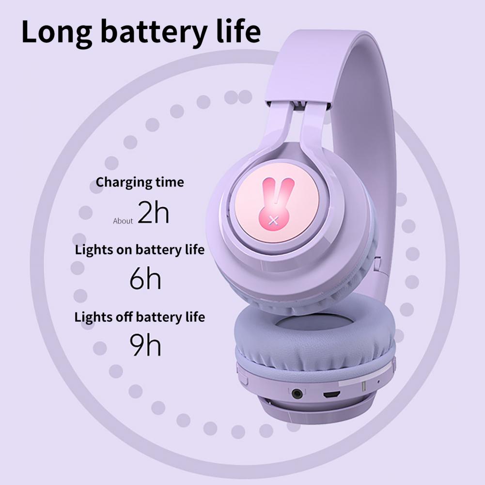 Cuffie wireless per bambini viola rosa HiFi protezione dell'udito Bluetooth-compatibile 5.0 portatile per bambini regalo auricolare_voghion.com