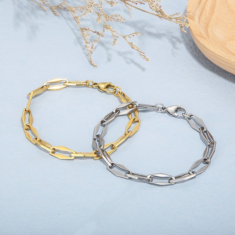 Braccialetto geometrico semplice, fatto a mano, con catena cava in acciaio al titanio da 7 mm di diametro, per uomo e donna._voghion.com