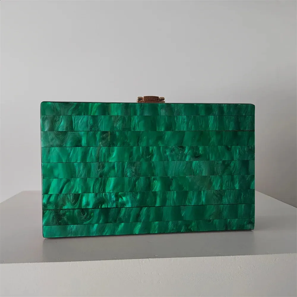 Mange slikperle marmorstribet akrylmateriale skulder messenger aftenboks clutches bryllupsfest dame pung håndtaske_voghion.com