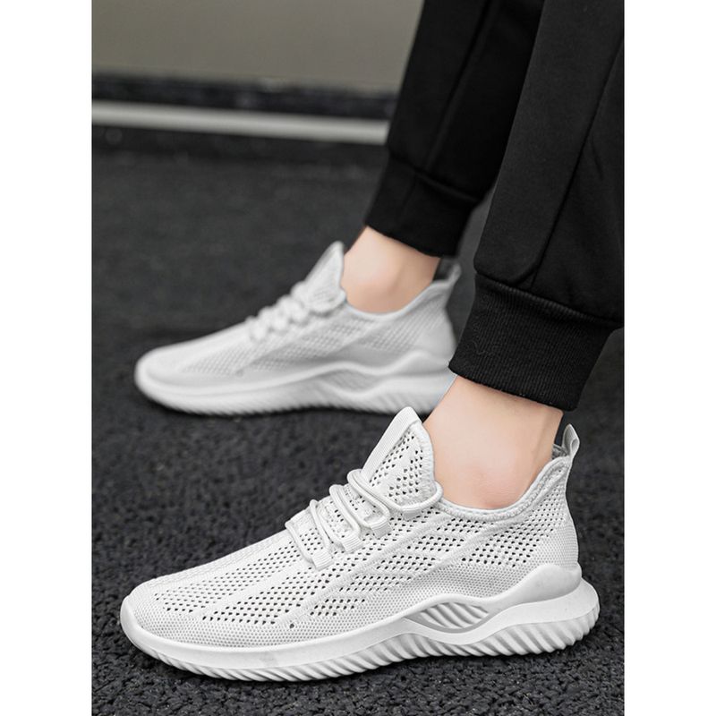Shoes men autumn summer new flying woven breathable lightweight men's casual mesh shoes_voghion.com