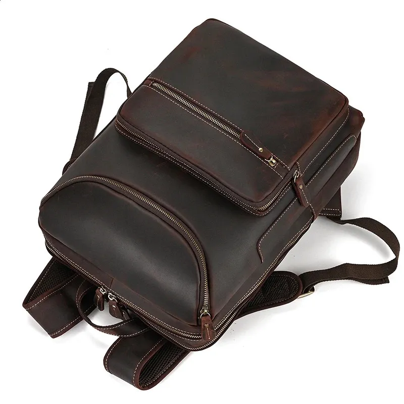 Mochila para portátil de 14" y 15,9" de piel auténtica para hombre, de piel de Caballo Loco, 240902_voghion.com