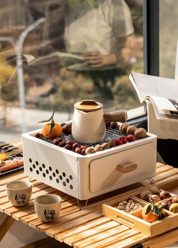 A Must-have For Outdoor Feasts! Complete Set Of Charcoal Grill, Tea Maker, And Cooking Utensils_voghion.com
