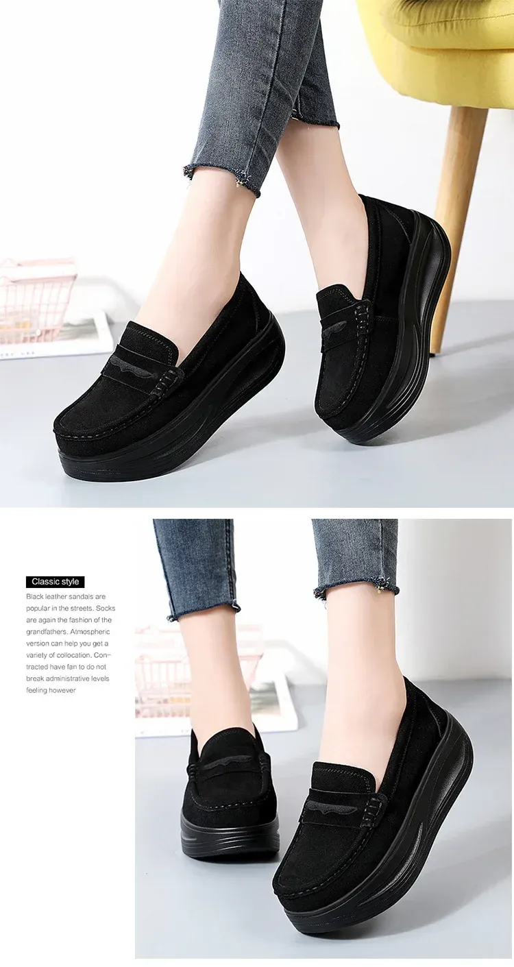 Wedge Casual Sneakers For Women Non-slip Soft Soled Platform Shoes_voghion.com
