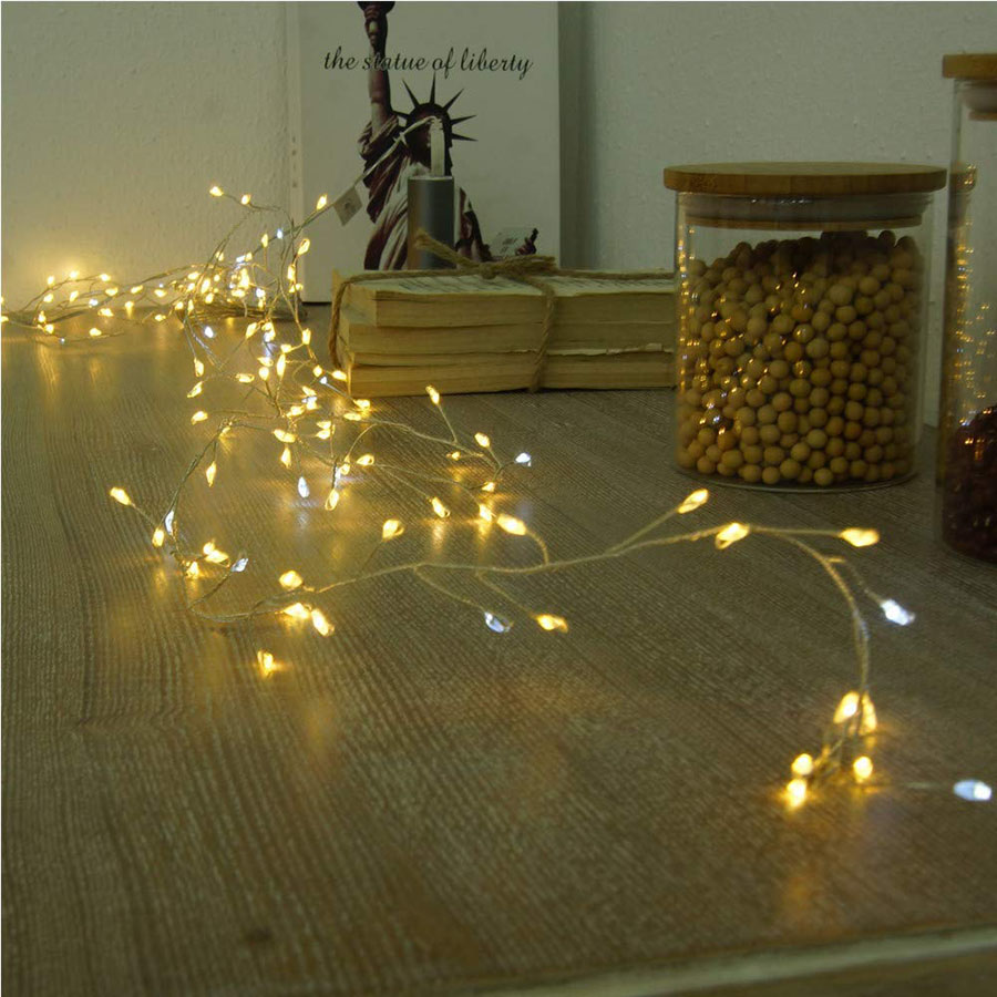 Luci a LED a forma di corda da 2 m e 5 m, con filo di rame, petardi, ghirlande di luci a forma di farfalla, luci per decorazioni di feste di Natale e matrimonio_voghion.com