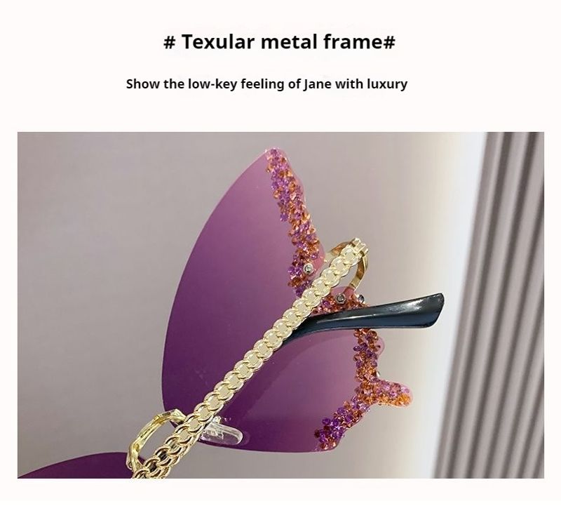 2024 Internet celebrity frame with diamond inlaid butterfly glasses for women's high-end sunglasses, UV resistant_voghion.com