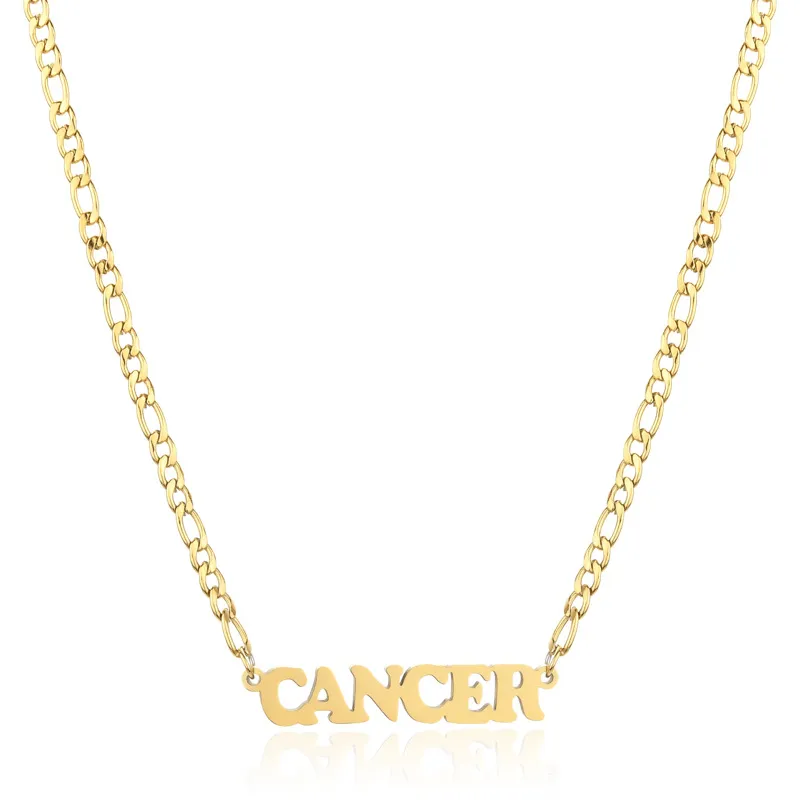 Collier pendentif en acier inoxydable Twee 12 constellations collier lettre ras du cou pour femmes hommes bijoux de cou usine_voghion.com