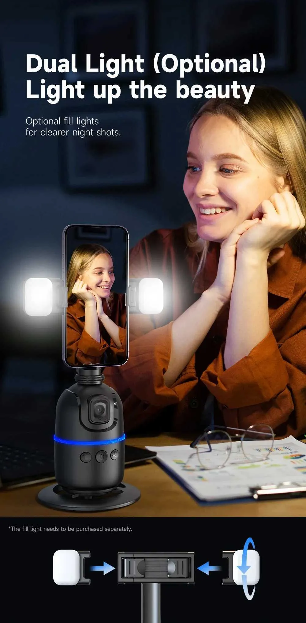 Stabilizers AXNEN P03 Stabilizer Mobile Phone AI 360 Follow Selfie Stand Face Tracking Desktop Gimbal For Cellphone And_voghion.com