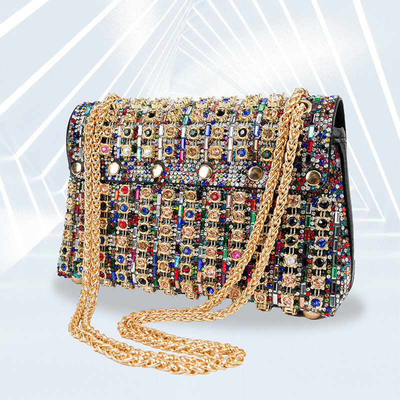 Nouveau sac à bandoulière pour femme mondaine, sac à main incrusté de diamants à la mode, sac à main carré exquis haut de gamme européen et américain pour femme
