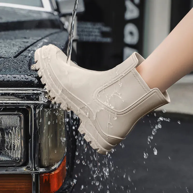 Womens Water Shoes Lady Waterproof Outdoor Work Rain Boots Female Lightweight Non Slip Rubber Kitchen Overshoes Botas_ecoleips.com