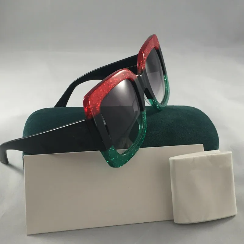 Oversized Square Sunglasses For Women Black Gradient Glittered_voghion.com