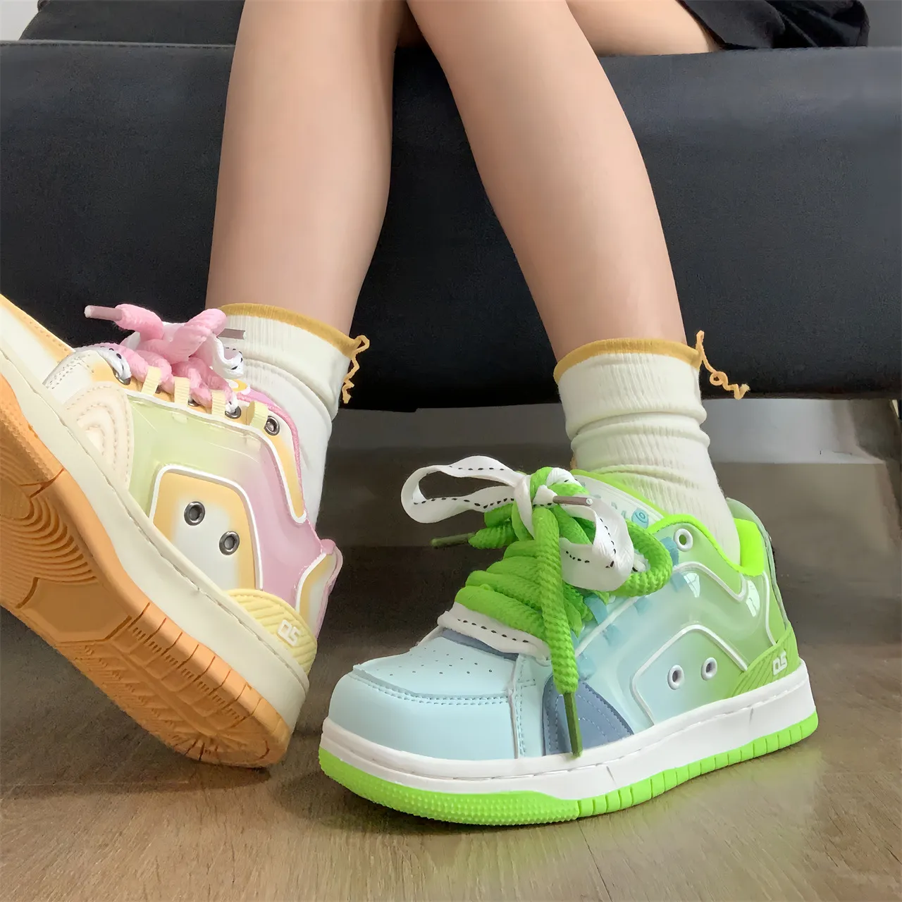 Versatile Flat Bottomed Casual Mandarin Duck Color Matching Sports Shoes With Mesh For Comfortable Breathable Fashion_voghion.com