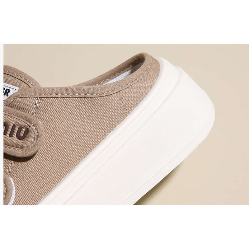 Women's Baotou Canvas Semi-trailing Velcro Loafers_voghion.com