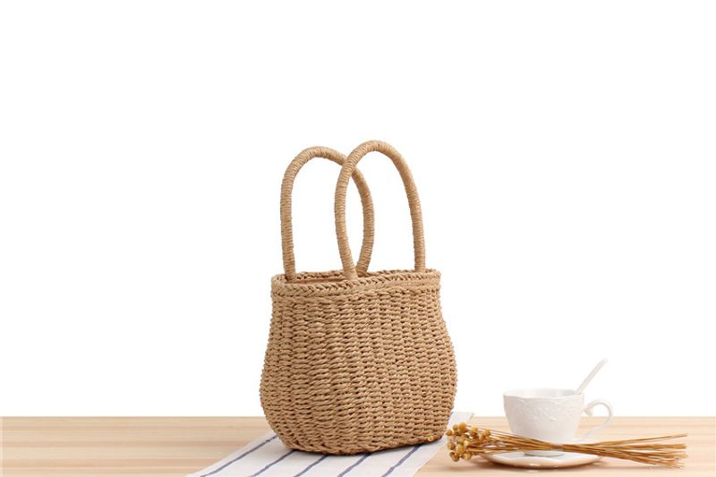New Korean Handmade Grass Vacation Beach Woven Women's Casual Hand-held Small Bag_voghion.com