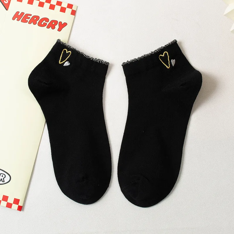 OC-SB9447 Frühling und Herbst Mädchen Flacher Mund Low Cut Student Motion Unsichtbare Bootssocken Liebe Polyester Großhandel_voghion.com