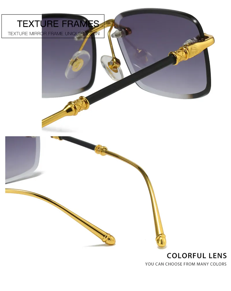 Lunettes de soleil pour hommes, nouvelle monture sans monture, coupe diamant, mode ins net rouge, les mêmes lunettes de soleil peuvent être assorties à la myopie en gros_voghion.com