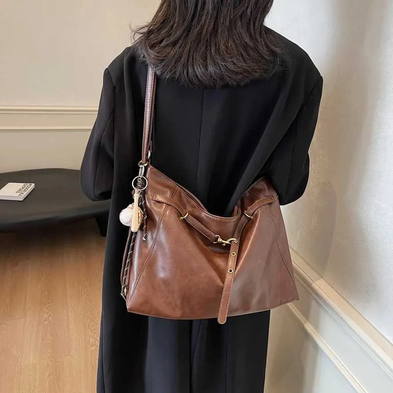 Ladies large capacity shoulder bag fashionable solid color PU casual zipper crossbody ba241216_voghion.com