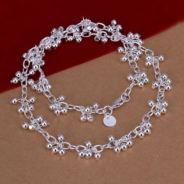 Collana con catena a perline placcata argento stile retrò donna_voghion.com