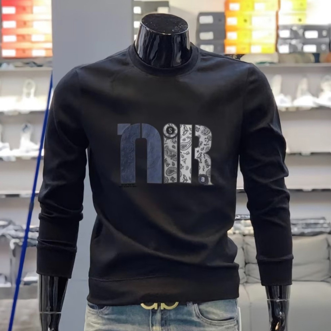 Men’s Clothing Crewneck Sweat Men’s Loose Design Sense Smiley Print Style Retro Instagram Style Fashionable Brand Top for Spring and Autumn