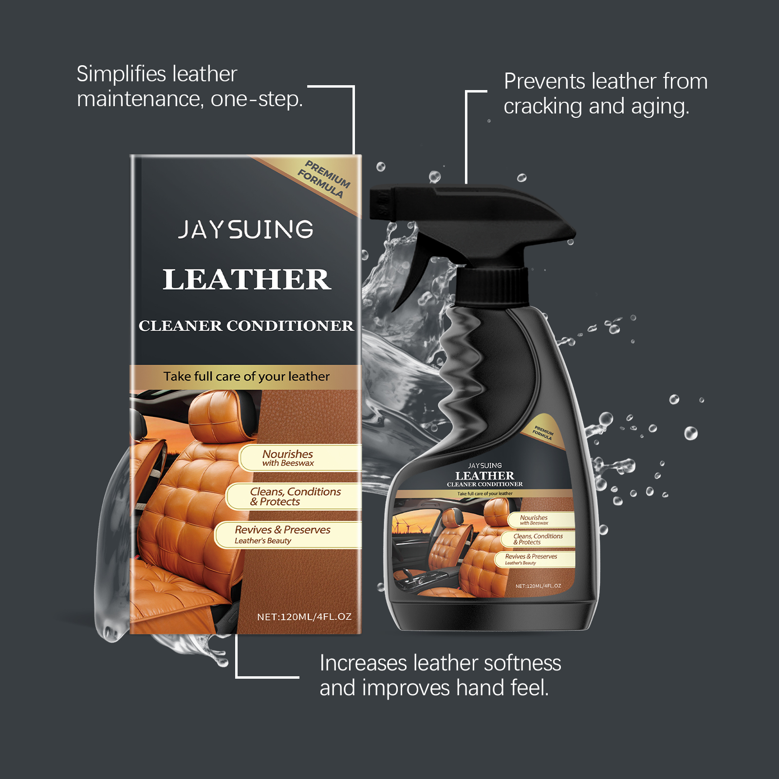 Jaysuing Leather Care Agent Furniture Leather Bag Sofa Car Seat Cleaning Decontamination Leather Cleaner_voghion.com