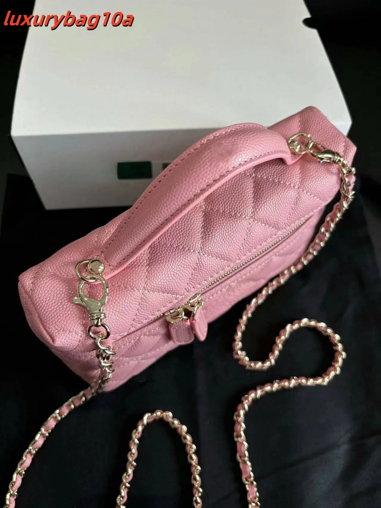 Borse tote da donna, borsa a mano porta pranzo in pelle trapuntata con tracolla dorata staccabile, borsa a tracolla con catena, pochette_voghion.com